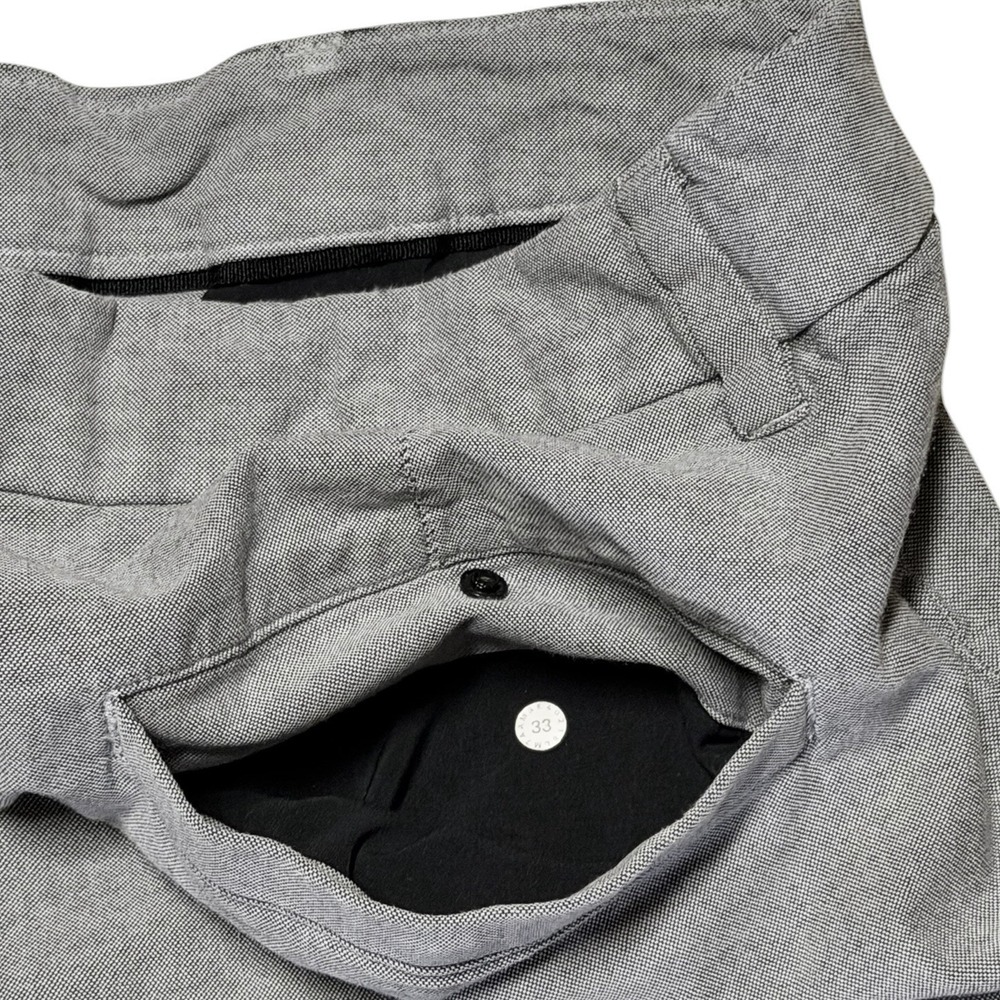 Lululemon Commission Shorts Men 33 Gray Woven 11" Qwick Oxford Chino Casual Golf - Picture 9 of 10